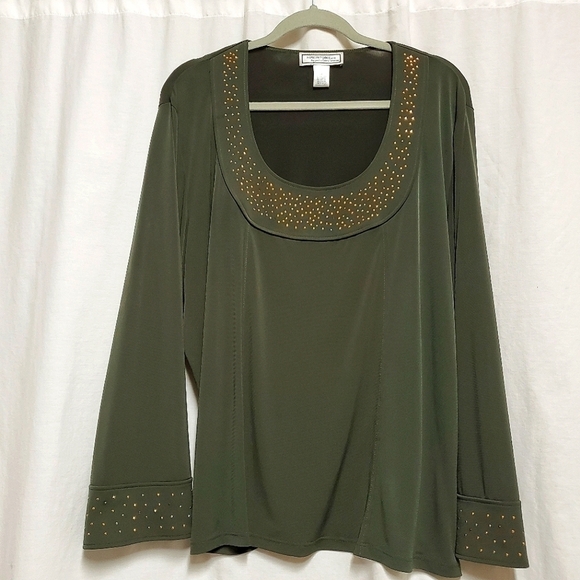 Simonton Says forest green long sleeve top 2X - Picture 1 of 5